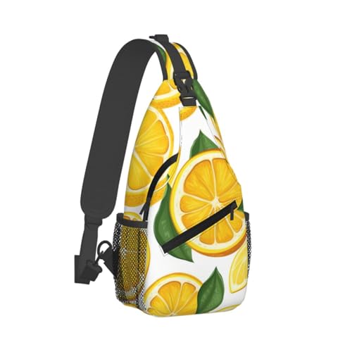 Bolso de pecho diagonal para hombre con patrón de limón miniatura 2