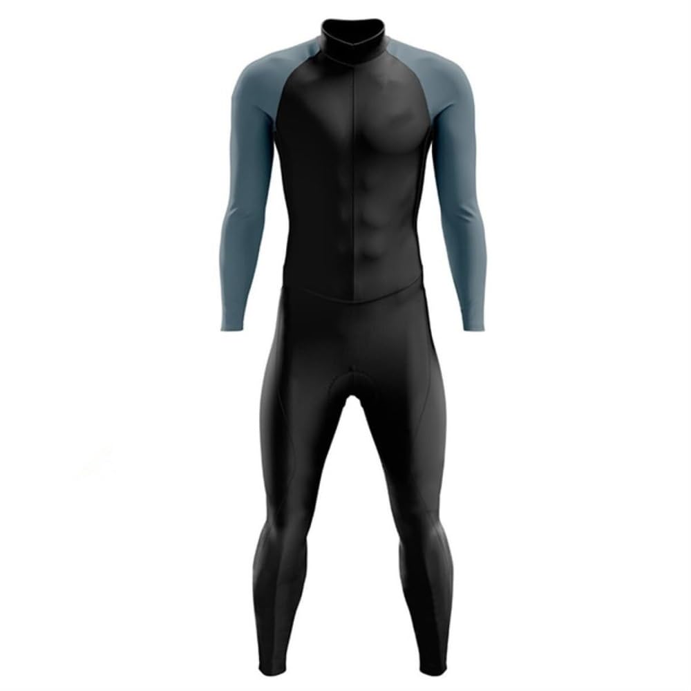 Herren-Radsportanzug, langärmelig, Lange Hose, Triathlon-Anzug, Mountainbike-Overall, Radtrikot mit Taschen, Speedsuit (Color : 02, Size : XXX-Large)