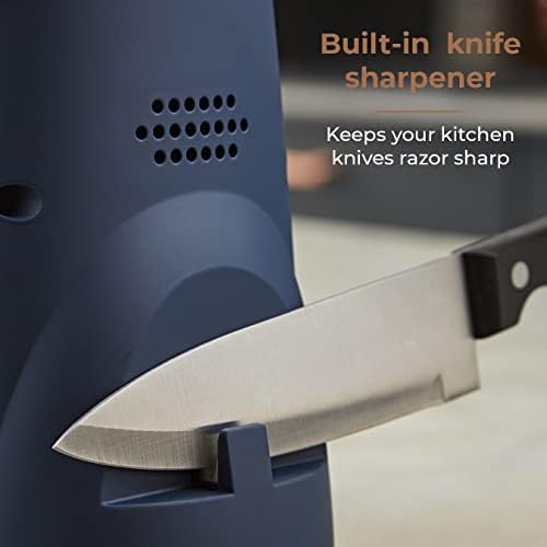 Tower T19031MNB Cavaletto 3-in-1 Electric Can Opener with Knife Sharpener and Bottle Opener, Midnight Blue and Rose Gold