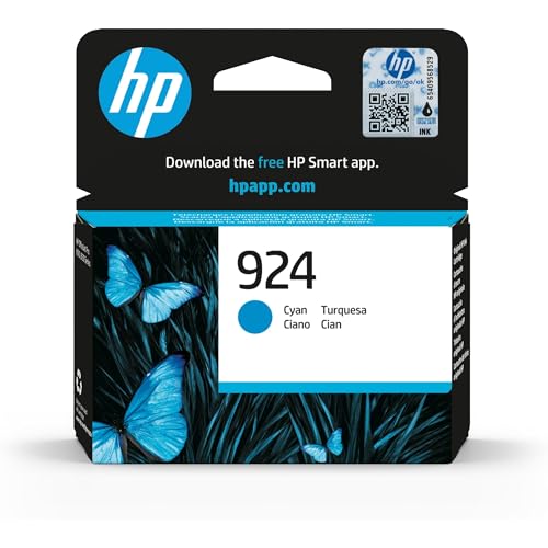 HP 924 4K0U3NE, Cartuccia Originale da 400 Pagine, Compatibile con le Stampanti OfficeJet Pro Serie 8120 e 8130, Ciano