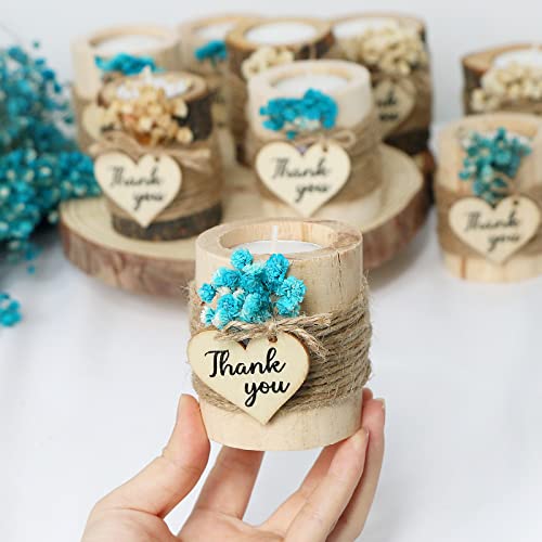 Acmee Set Of 6 Wedding Party Favors For Guests - Wooden Cylinder Candle Holders Rustic Tealight Wood Candle Holders For Table Centerpiece Bridal Shower Baptism Favors Thank You Gifts #TOP2