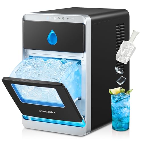 EUHOMY LunaArc Crescent Ice Maker Countertop, 16Pcs Ready in 12Mins, 1600Pcs/Day, Auto Deep Cleaning, Timer, Adjustable Ice Thickness, Portable Ice Cube Maker for Whiskey/Coffee/Soft Drinks