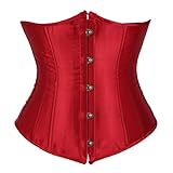 Fanteecy レディース ファッション ヴィンテージ アンダーバスト コルセット セクシー 無地 ゴシック コート ビスチェ 中世 ニッパー コルセット, ワイン, X-Large