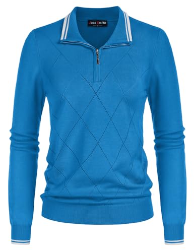 Image of JACK SMITH Quarter Zip Pullover Sweaters for Womens, Rib Polo Sweater Tops