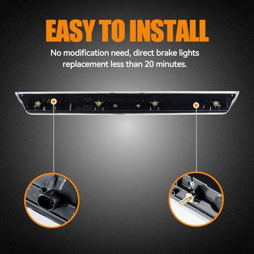 Image of Third 3rd Brake Light LED for 2015-2020 Chevy Tahoe /Suburban, High Mount Rear Brake Lights Assembly for 2016-2019 Suburban 3500HD, Waterproof Center Cab Lamp Stop Light (Black)