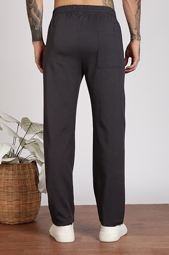 Image of Men's Slim Fit Trouser | Casual Bottoms with Elastic Waist & Drawstring | Soft Stretchable Fabric | Stylish Straight Fit Trousers for Office, Travel & Daily Use