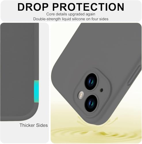 Image of DIZORO Compatible for iPhone 15 Plus Camera Protection Case 6.7, Slim Liquid Silicone 3 Layers Full Covered Soft Gel Rubber Phone Case Protective Cover 6.7 Inch - Space Grey