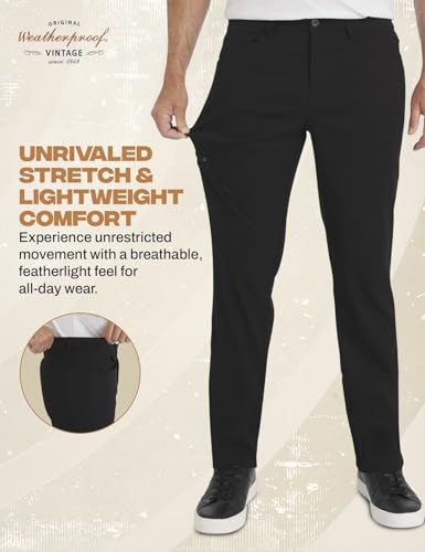 Image of Weatherproof Vintage Casual Hiking Pants for Men - Lightweight Stretch Travel Mens Work Pants with Utility Cargo Pocket