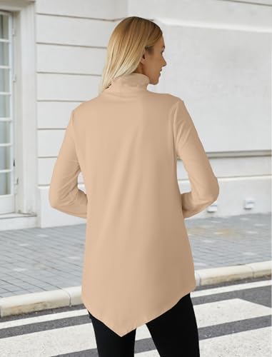 Image of JUSTFASHIONNOW Turtle Neck Shirts for Women Long Sleeve Fall Tunic Tops