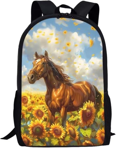 Travel Backpack Animal Print Kawaii, Cute, Horse 17in Lightweight Casual Daypack for Business Men Women