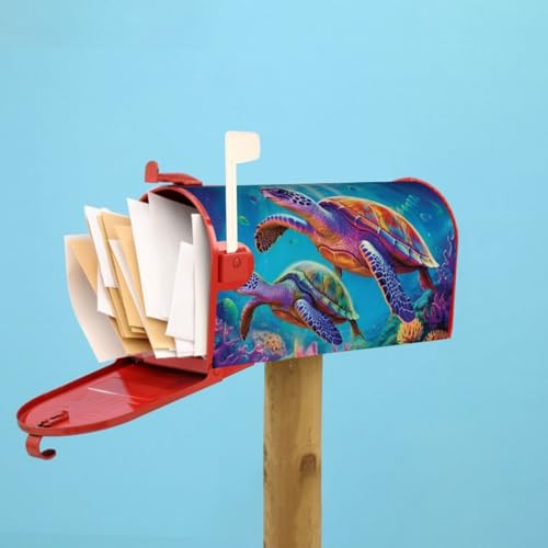 Image of Dujiea Ocean Vintage Sea Turtle Mailbox Wrap, Waterproof Magnetic Post Box Cover - Standard Size 21 inch L x 18 inch W - Garden Yard Outside Farmhouse Home Decor
