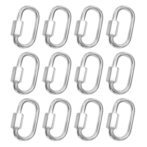 Bamyli 6PCS Mousqueton INOX, Maillon Rapide en Acier Inoxydable, Maillon Rapide en Acier Inoxydable D Forme Mousqueton Maillons de Chaîne, Mousquetons pour Extérieur/Intérieur, Camping et Randonnée