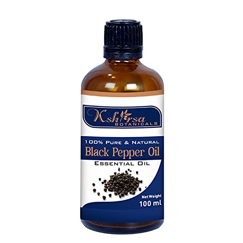 Kshirsa Botanicals 100% Pure Black Pepper Essential Oil(Piper Nigrum)Therapeutic Grade For Skin&Hair 100 Ml
