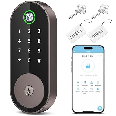 Keyless Entry Fingerprint Deadbolt Smart Lock: Sifely Digital Front Door Keypad with App Control, Electronic/Electric Deadbolt with Fingerprint & Code Access, Auto Locking, Easy to Install (Bronze)