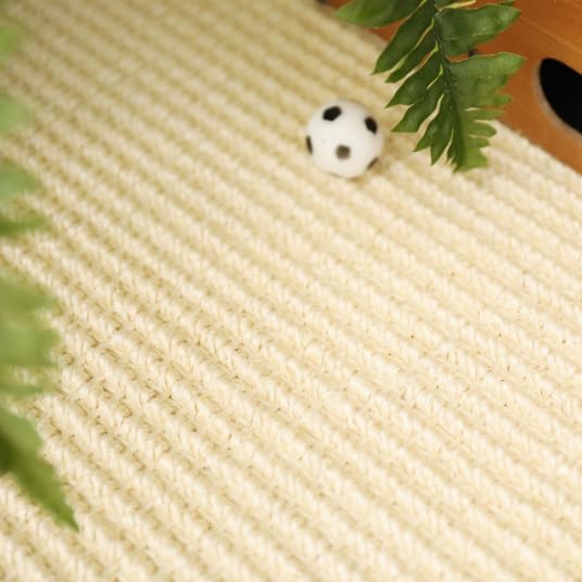 Decoweb Tapis Sisal Grosses Boucles - Cuba Blanchi - Ganse Lin Vert Sauge - 160 x 230 cm