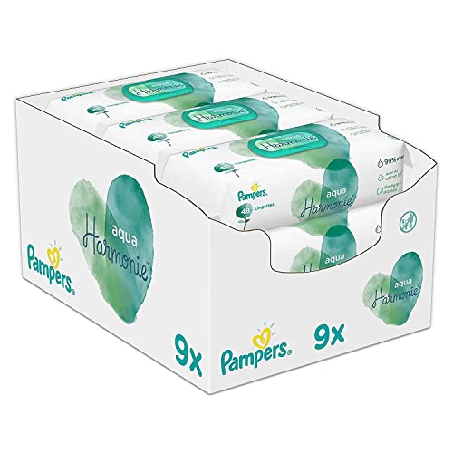 Pampers - Aqua pure toallitas húmedas, unisex, 9x48