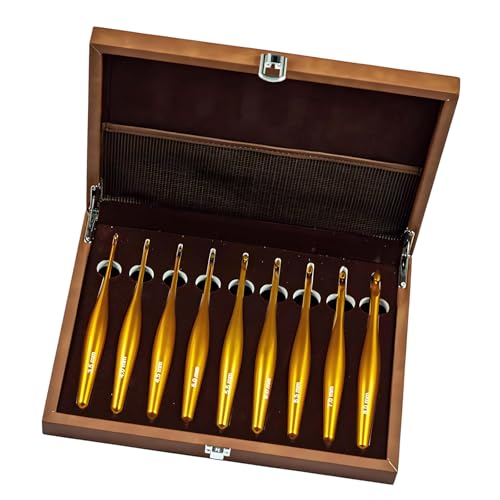 Ganchos de ganchillo desmontables de alúmina con mango de madera corto 7