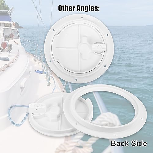 uxcell 6" Boat Hatch Round Inspection Deck Plate Marine Access Hatch with Detachable Cover Non-Slip White with T-Handle Pre-drilled Holes for Yacht RV - Out Dia 8.35" Cutout Dia 6.89" by uxcell - Image 7