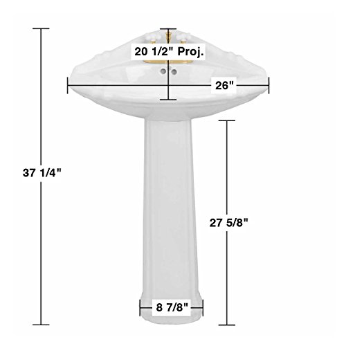 Corner Bathroom Pedestal Sink Centerset Faucet Boring Overflow Grade A Vitreous China Space Saver "Sheffield Deluxe" Renovators Supply Manufacturing #TOP1