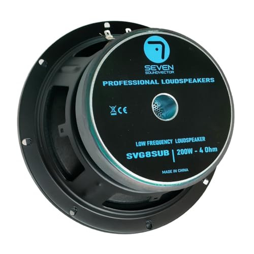 Impedenza 4 ohm Seven Soundvector SVG8SUB/4 Subwoofer 8 Pollici Altoparlante Professionale per Bassi Sub-Bassi 4 Ohm 400W