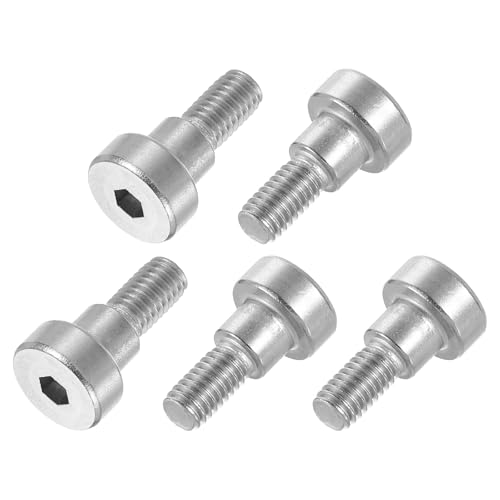 sourcing map 6Pcs 304 Stainless Steel Shoulder Bolt 8mm Shoulder Dia 6mm Shoulder Length M6 Thread Hex Socket Shoulder Bolts for Textile Hydraulic Injection Molding Machinery Industries