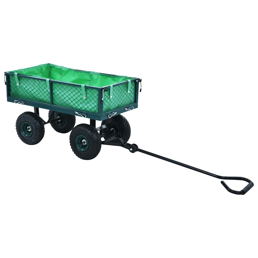 Gartenwagen Grün Stahl 86x46,5x97 cm mit 250 kg Tragkraft, Seitenwände Öffnen, PU-Gummiräder, Transportwagen für Garten, Rollwagen und Plattformwagen Einsatz