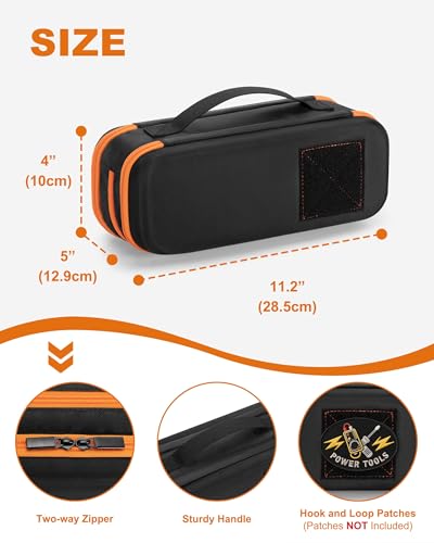 Image of Hard Tool Carrying Case Compatible with Klein Tools 80101 /ET310 AC Circuit Breaker Finder, Fluke Digital Multimeter /325 Clamp Multimeter, Electric Tester Bag with Zipper, Black (Empty Bag)