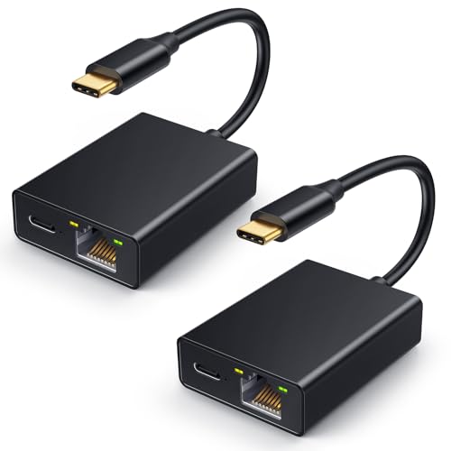 ELECTOP Ethernet Adapter for Chromecast with Google TV, USB Type C to RJ45 Ethernet Network Adapter Compatible with Chromecast HD/4K and More Streaming TV Sticks, 2 Pack