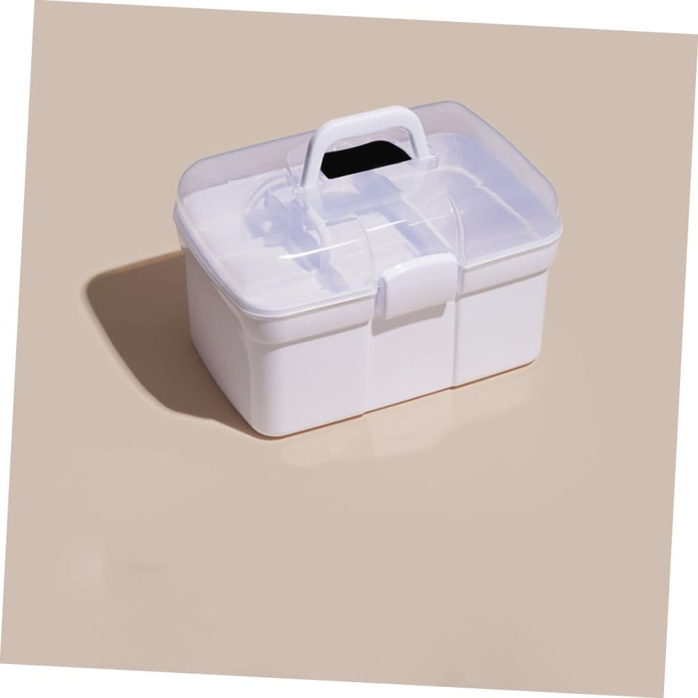 Professional Makeup Box Machine 4-layer Nail Polish Organizer White Compact Portable Makeup Storage