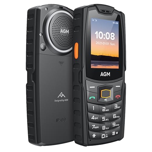 AGM M6 Feature Phone, 4G LTE Dual SIM Unlocked - T-Mobile Compatible, Large Button & Font, 109dB Speaker, IP68 Waterproof/Drop-Proof, Rugged Basic Cell Phone for Outdoors Phone Only