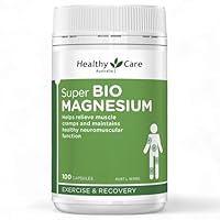 Healthy Care Super Bio Magnesium Capsules - Comprehensive Muscle and Neuromuscular Support - Premium Quality Dietary Supplement - 100 Capsules