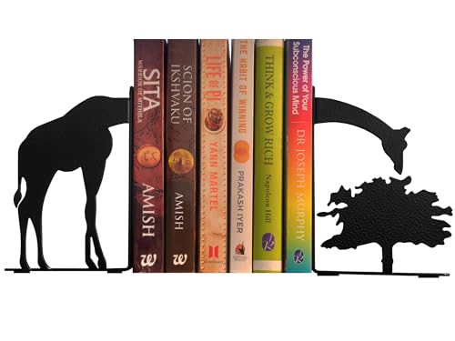 Decorative Giraffe Animal Metal Bookends for Shelf, Table, Home D...