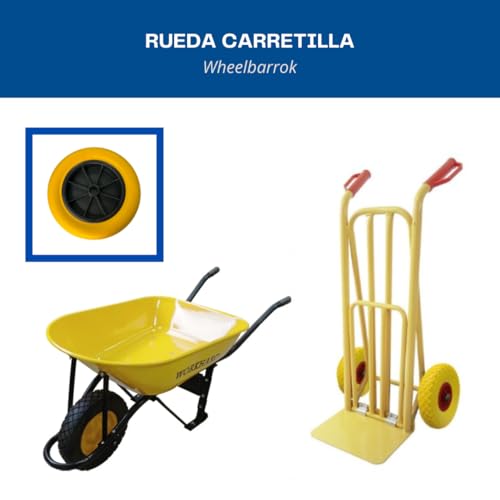 SPEEM | Rueda de Carretilla Amarilla con llanta Negra 360mm | Carretilla de obra y jardinera profesional o para uso domestico