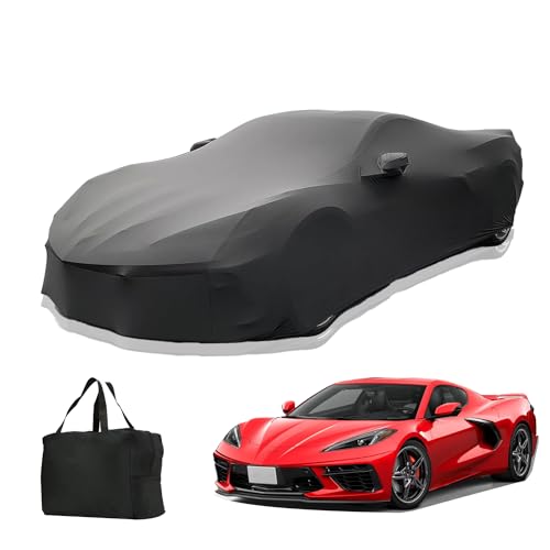Fimblo Indoor Car Cover Custom Fit for 2024-2020 Corvette C8 Luxurious Soft Stretch Satin Car Cover Breathable Dust-Proof for Underground Garage Car Show