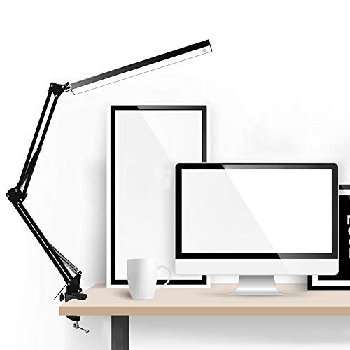 Preisvergleich Produktbild LED Schreibtischlampe Klemmleuchte LED tischlampe, 3 Helligkeiten dimmbar - faltbar mit Schwenkarm aus Aluminiumlegierung Metall Tischlampe für Arbeiten Lesen Studieren