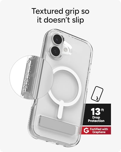 ZAGG Crystal Palace Case with Kickstand for iPhone 17, Clear | Drop Protection (13ft/4m), MagSafe Charging Compatible, ClearGuard Anti-Yellowing Technology, Scratch Resistant Phone Case - image 6