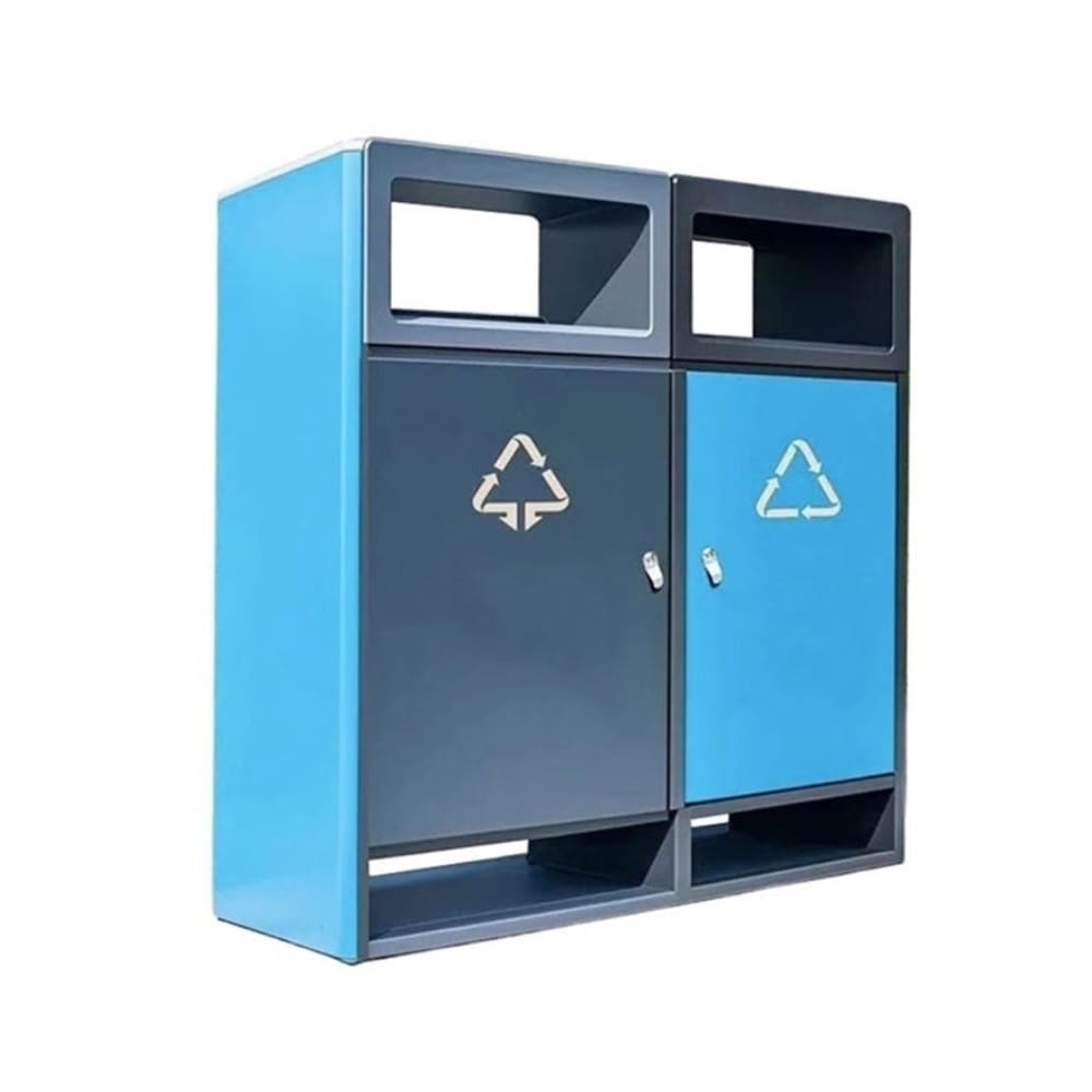Outdoor Trash Can, Public Area Double Box Trash Can Outdoor Street Metal Waste Bin