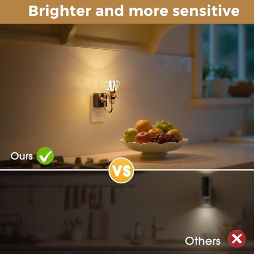 Image of L LOHAS LED Night Lights Plug into Wall, 3000K Soft White LED, Floral Night Lights with Dusk to Dawn Sensor, 0-100lm Adjustable Brightness, for Hallway Bedroom Stairway