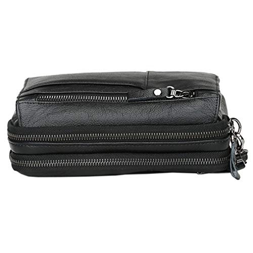 Hebetag Leather Clutch Purse Wallet for Men Organizer Holder Wrist Wristlet Bag Business Pack Handbag Black3