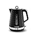 Produktbild Morphy Richards Vector 108311EE Wasserkocher, 1.5L, Auto-Abschaltung, integrierter Kalkfilter, 360 Grad-Basis, dreidimensionale Oberfläche, 2200, Edelstahl, 1.5 liters, Schwarz - Krug