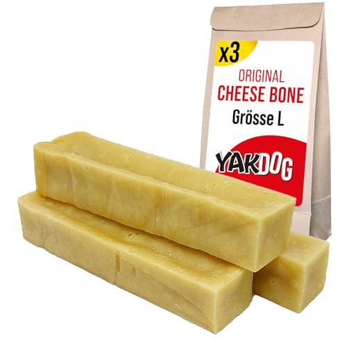 YAKDOG – Käsesticks für Hunde – Langanhaltende Kausnacks – 100% Natürlich – Traditionell aus dem Himalaya – Hergestellt in Belgien – L - 3 Stück