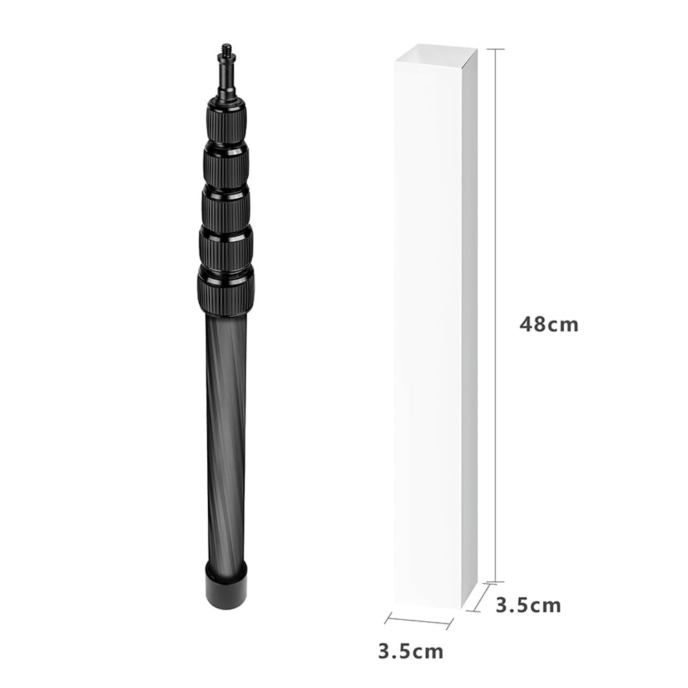Andoer Brazo articulado para micrófono de Mano, Extensible, Poste articulado de Fibra de Carbono, Tornillo e Rosca de 1/4" con Agarre de Espuma, Negro, Moderno y Profesional