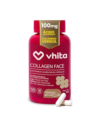 Collagen Face em cápsulas Vhita Colágeno Hidrolisado Verisol com Ácido Hialurônico e Vitaminas antioxidantes 120 cápsulas  