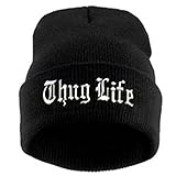 MyPartyShirt Thug Life Knit Black Beanie Hat