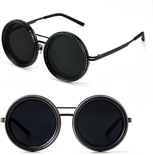 Lucario Adjustable Tint Sunglasses, 1-9 Gears Rounded Polarized Glasses with ND Filter Lenses, for Men Beach Shady Fishing...