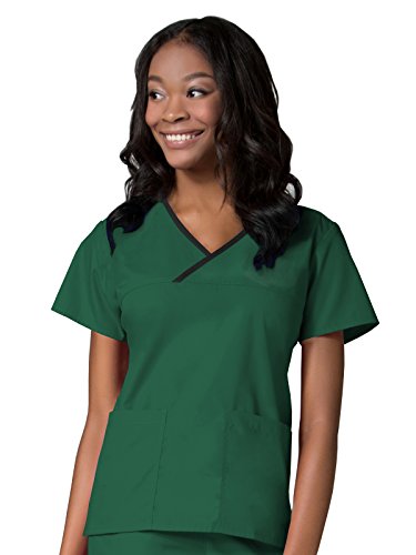 Maevn Women's Core Contrast Mock Wrap Top(Hunter, Large)