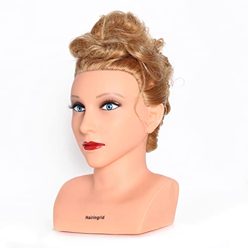 Hairingrid Mannequin Head 28"-30"100% Human Hair Hairdresser Cosmetology Mannequin Manikin Training Head Hair and Free Clamp Holder (R71619W2724)