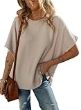 Dokotoo Womens Ladies Plus Size Tops for Women 2025 Fashion Summer Short Sleeve Solid Casual T-Shirts Work Business Loose Tee Shirts Texture Waffle Knit Tunic Top Blouses Apricot XX-Large