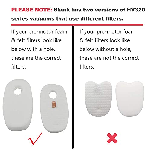Dttery 3 Pack For Shark Rocket Deluxepro Truepet Hv319Q Hv320 Hv321 Hv322 Hv324Q Hv325 Uv330 Uv422 Filter Kit, 3 Foam & Felt + 3 Post Filters Replacement Part # 1080Ftv320 & 1084Ftv320 #TOP2