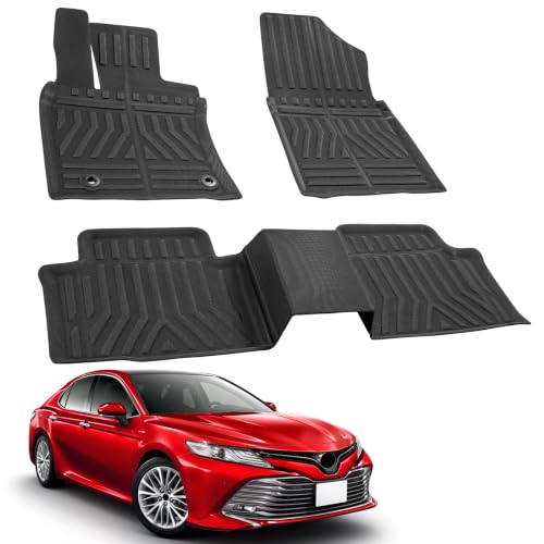 Image of Car Floor Mats for Toyota Camry 2018-2024 FWD Not for Hybrid & AWD 3 PCS | Smart Package Factory Direct XPE Material All Weather Easy-install Odorless Waterproof No Trim Non-slip Easy-clean Durable